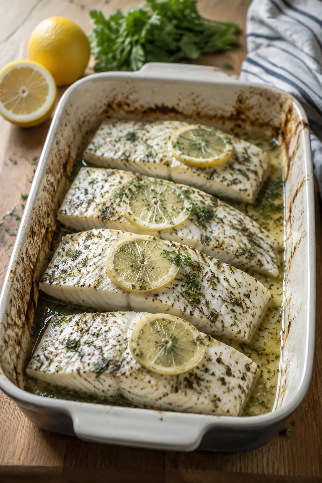 Merlu au four au citron et fines herbes - Facile fait maison