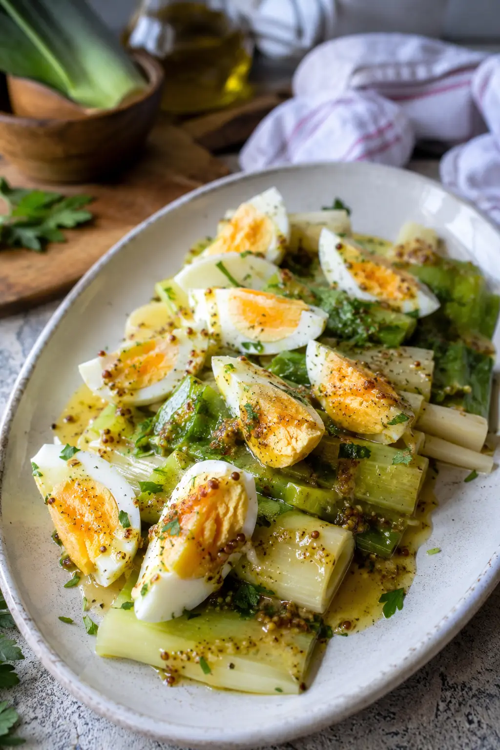 Poireaux vinaigrette et œufs durs - Facile fait maison