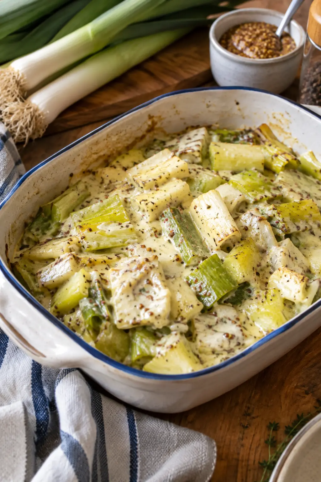Poireaux à la crème et moutarde à l'ancienne - Facile fait maison