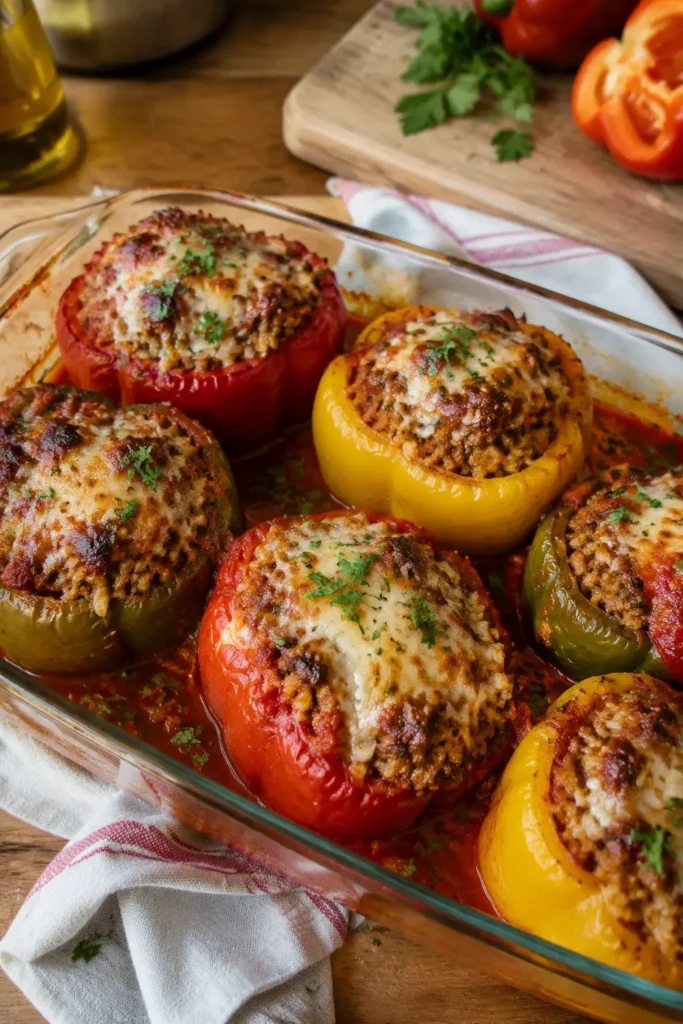 Poivrons farcis à la viande hachée - Facile fait maison