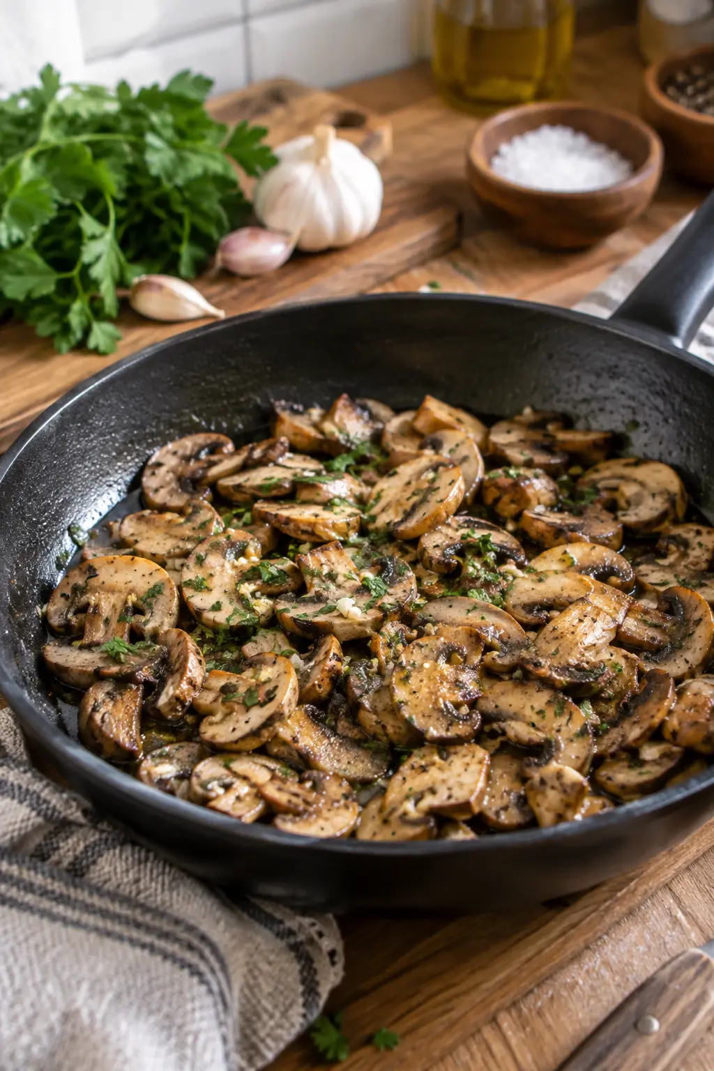 Poêlée de champignons de Paris à l'ail - Facile fait maison