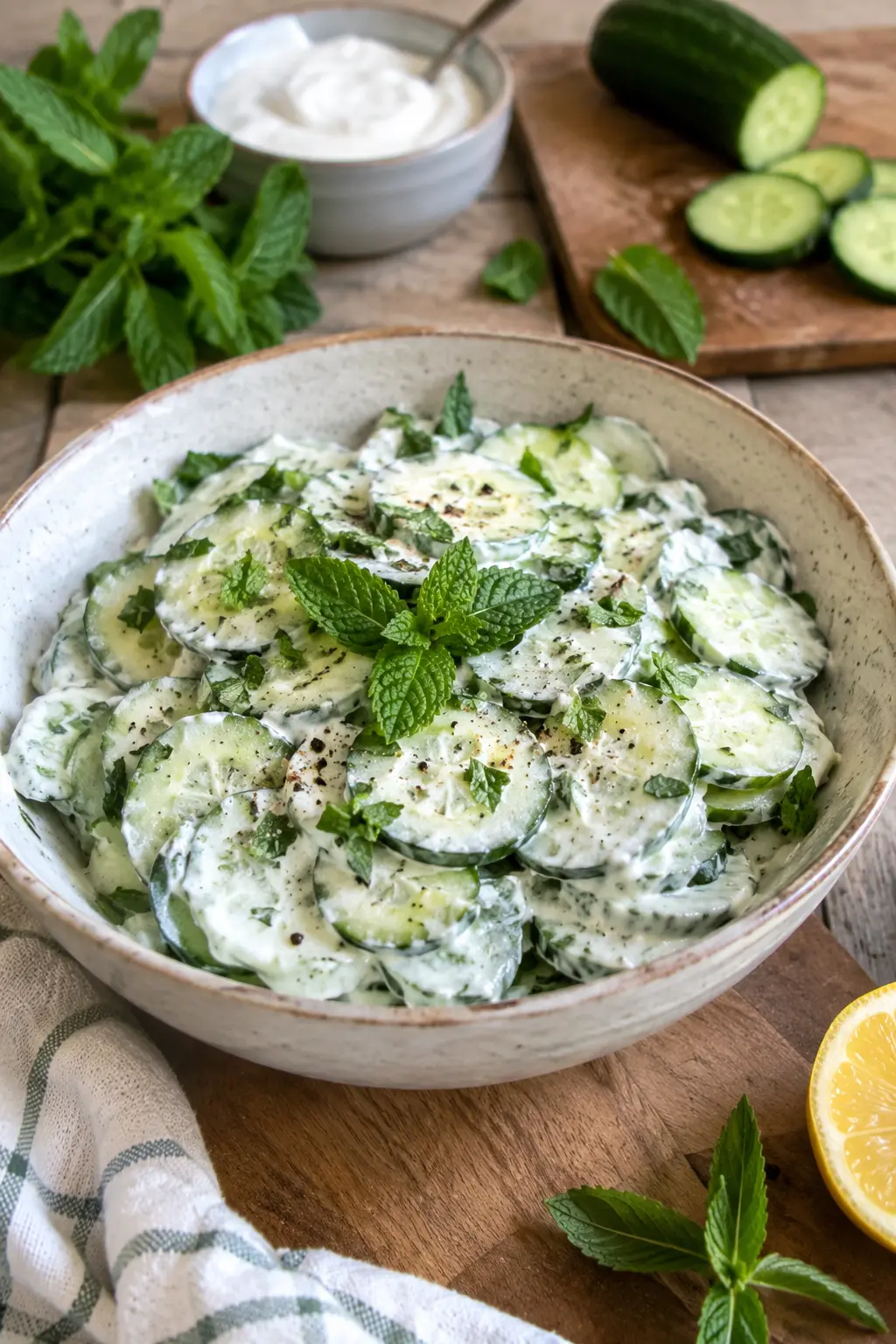 Salade de concombre à la menthe et yaourt grec - Facile fait maison