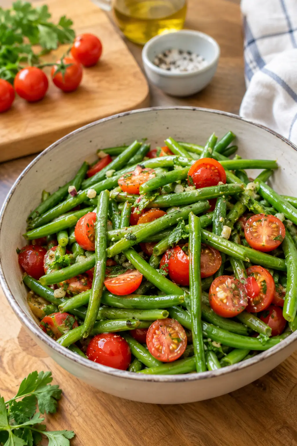 Salade de haricots verts et tomates cerises - Facile fait maison