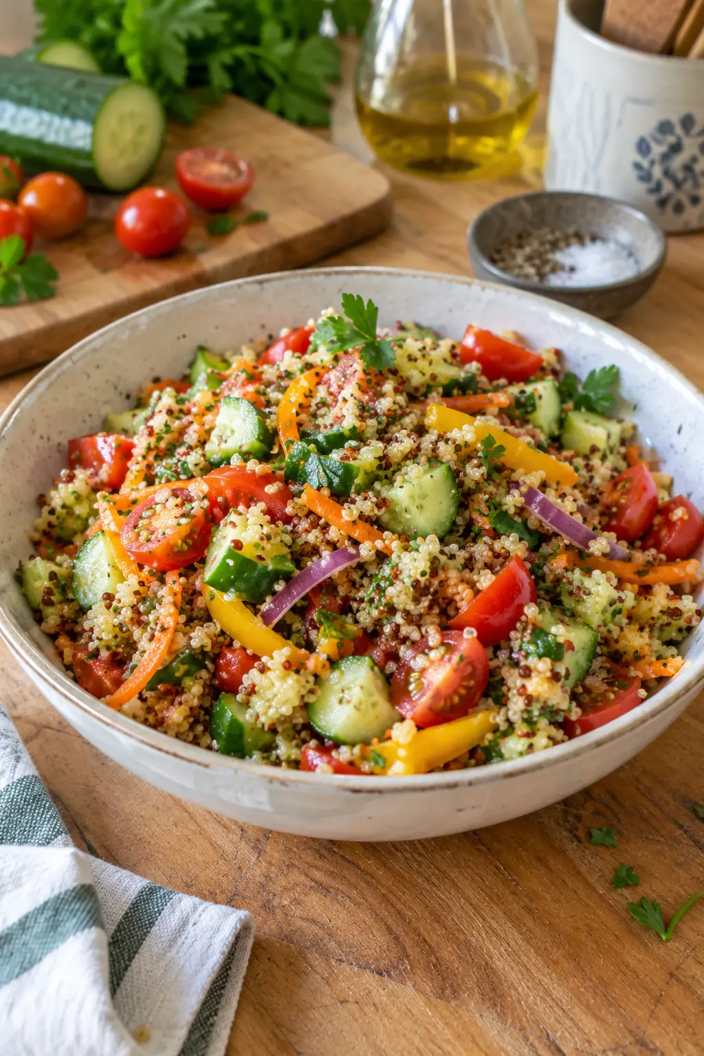 Salade de quinoa aux légumes croquants - Facile fait maison