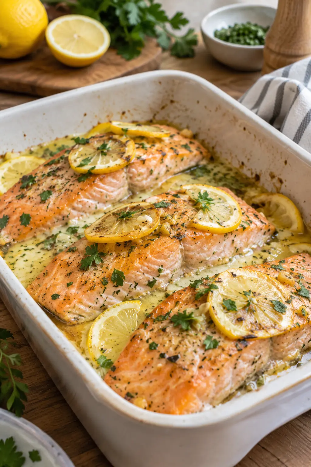 Saumon au four, sauce citronnée - Facile fait maison