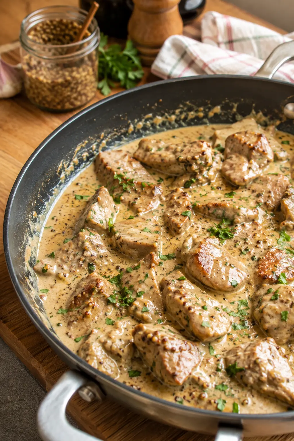 Sauté de porc à la moutarde ancienne - Facile fait maison