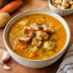 Soupe de légumes d'automne aux croûtons ailés - Facile fait maison