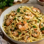 Spaghetti aux crevettes, ail et persil - Facile fait maison