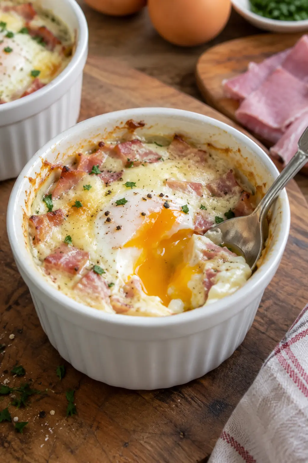 Œuf cocotte à la crème et jambon - Facile fait maison