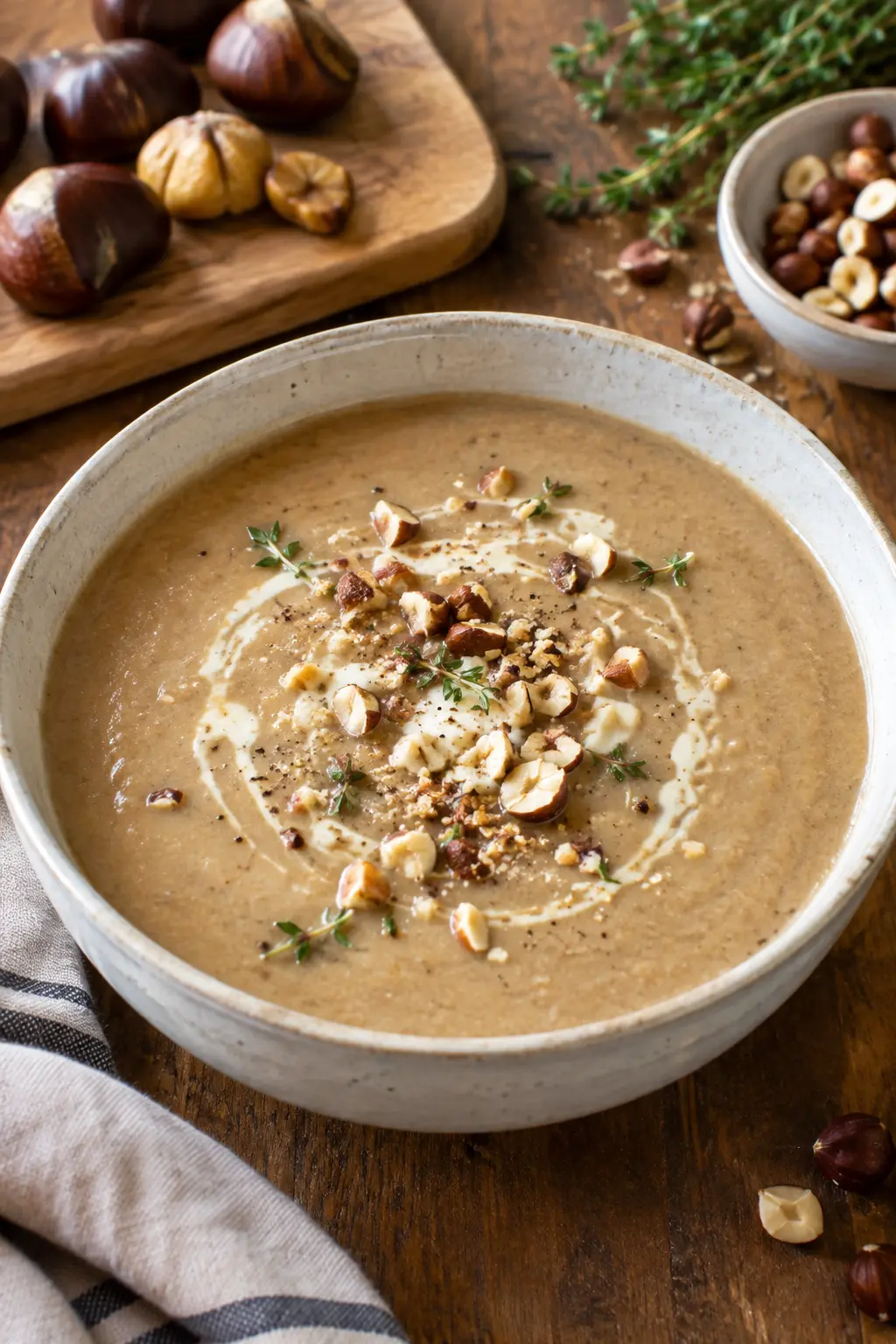Velouté de châtaignes et éclats de noisettes - Facile fait maison