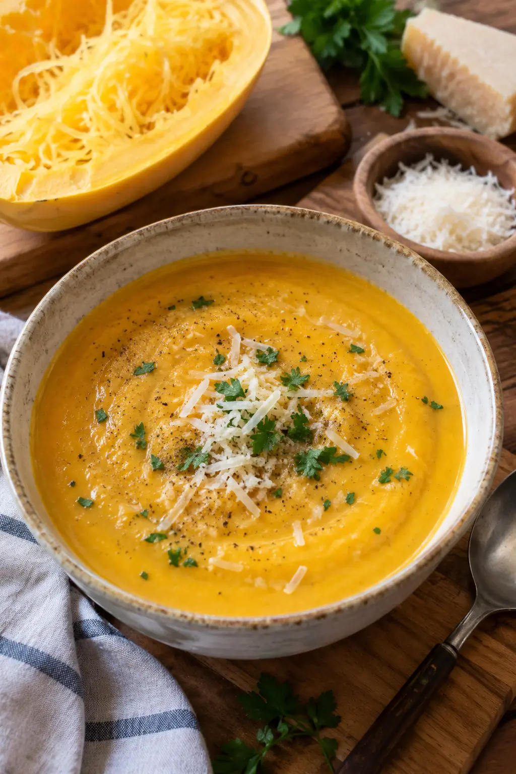 Velouté de courge spaghetti au parmesan - Facile fait maison