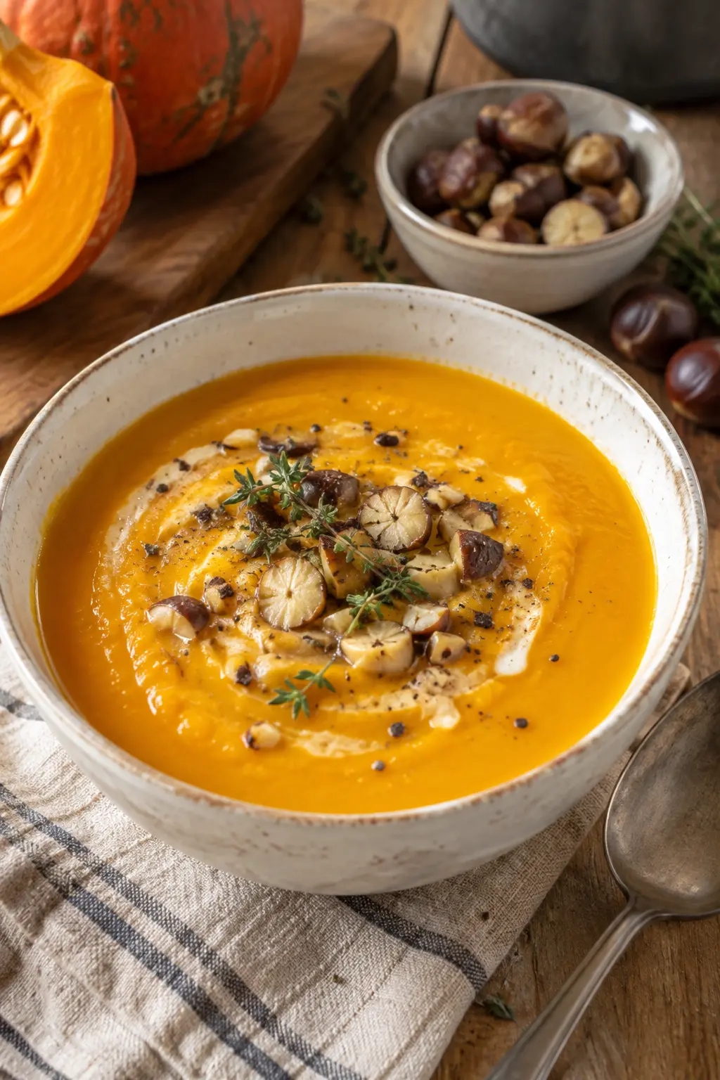 Velouté de potimarron aux éclats de châtaignes - Facile fait maison