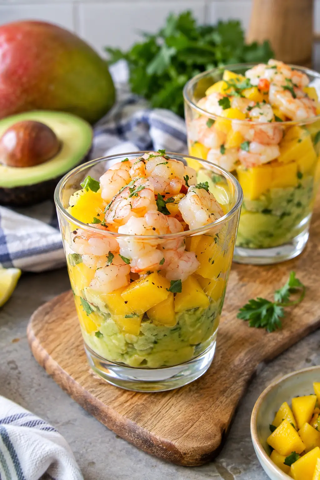 Verrine d'avocat et crevettes à la mangue - Facile fait maison