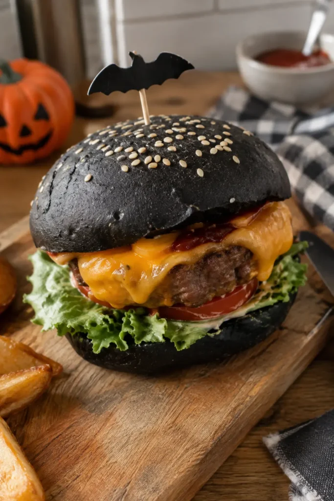 Hamburger noir d'Halloween - Facile fait maison