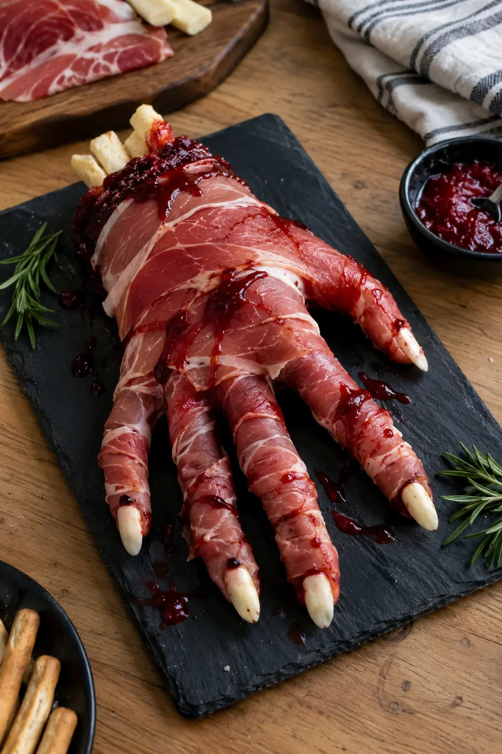 Main ensanglantée en charcuterie d'Halloween - Facile fait maison