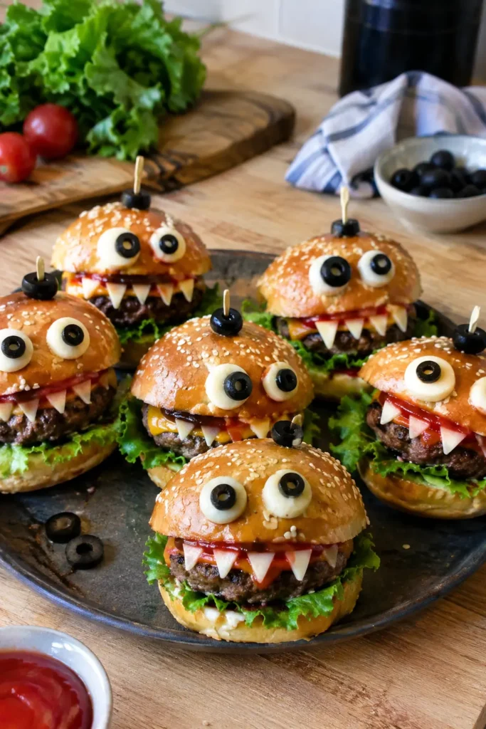 Mini burgers monstres d'Halloween - Facile fait maison