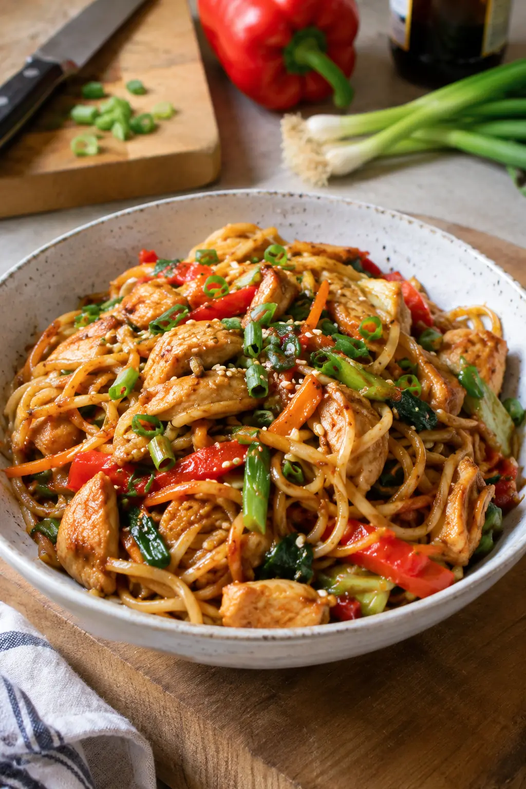 Nouilles sautées au poulet - Facile fait maison