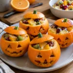 Oranges citrouilles garnies de salade de fruits - Facile fait maison