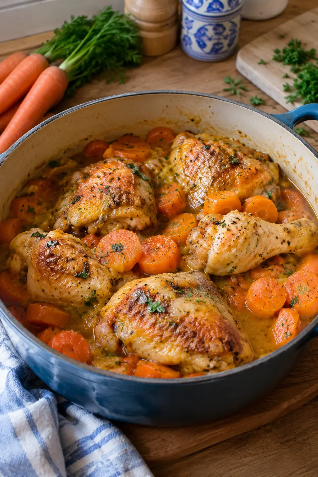 Poulet aux carottes mijoté - Facile fait maison