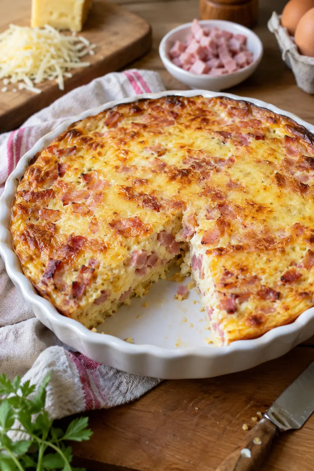 Quiche express sans pâte, jambon-fromage - Facile fait maison
