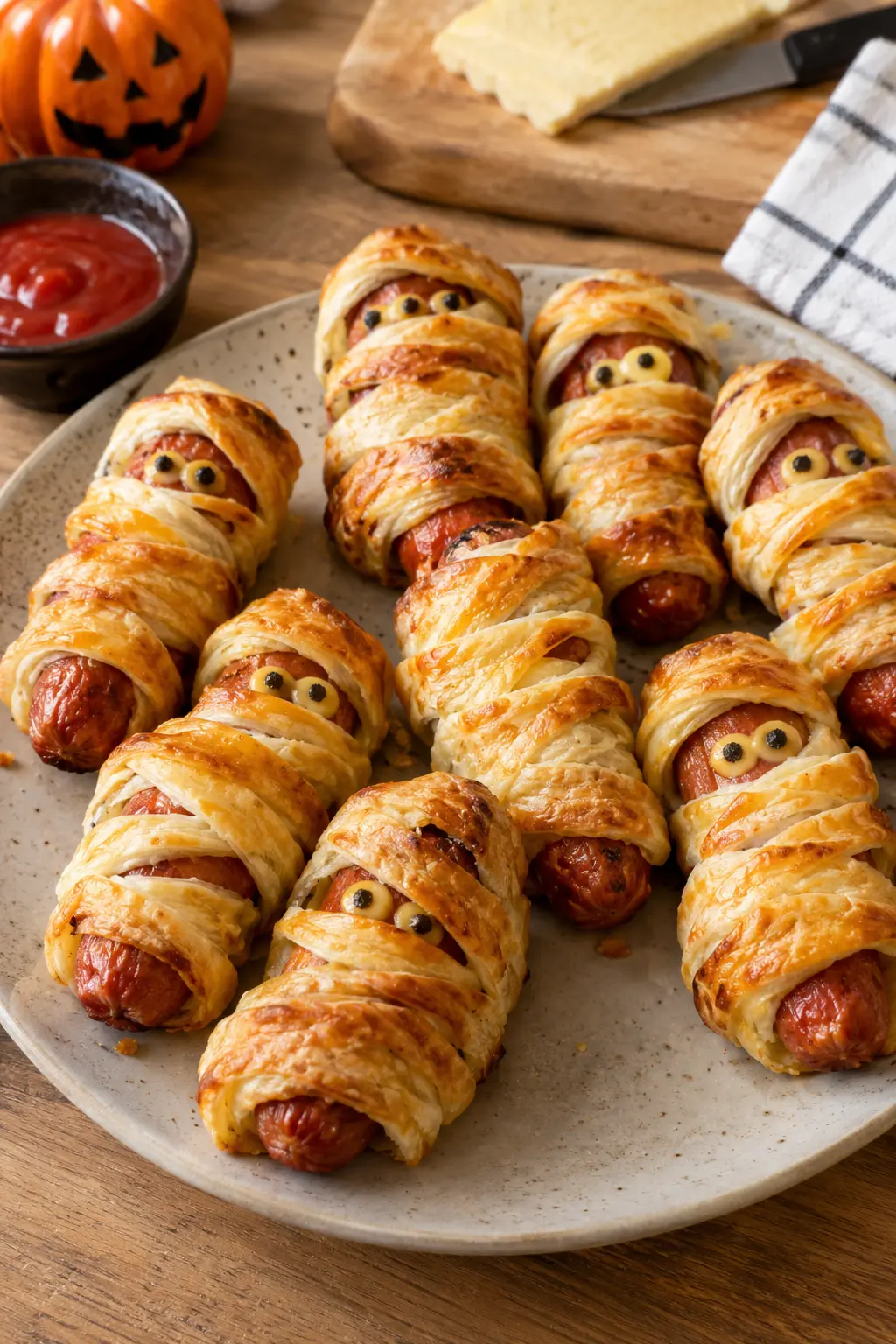 Roulés feuilletés à la saucisse d'Halloween - Facile fait maison