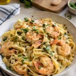 Tagliatelles aux gambas, beurre à l'ail et persil - Facile fait maison