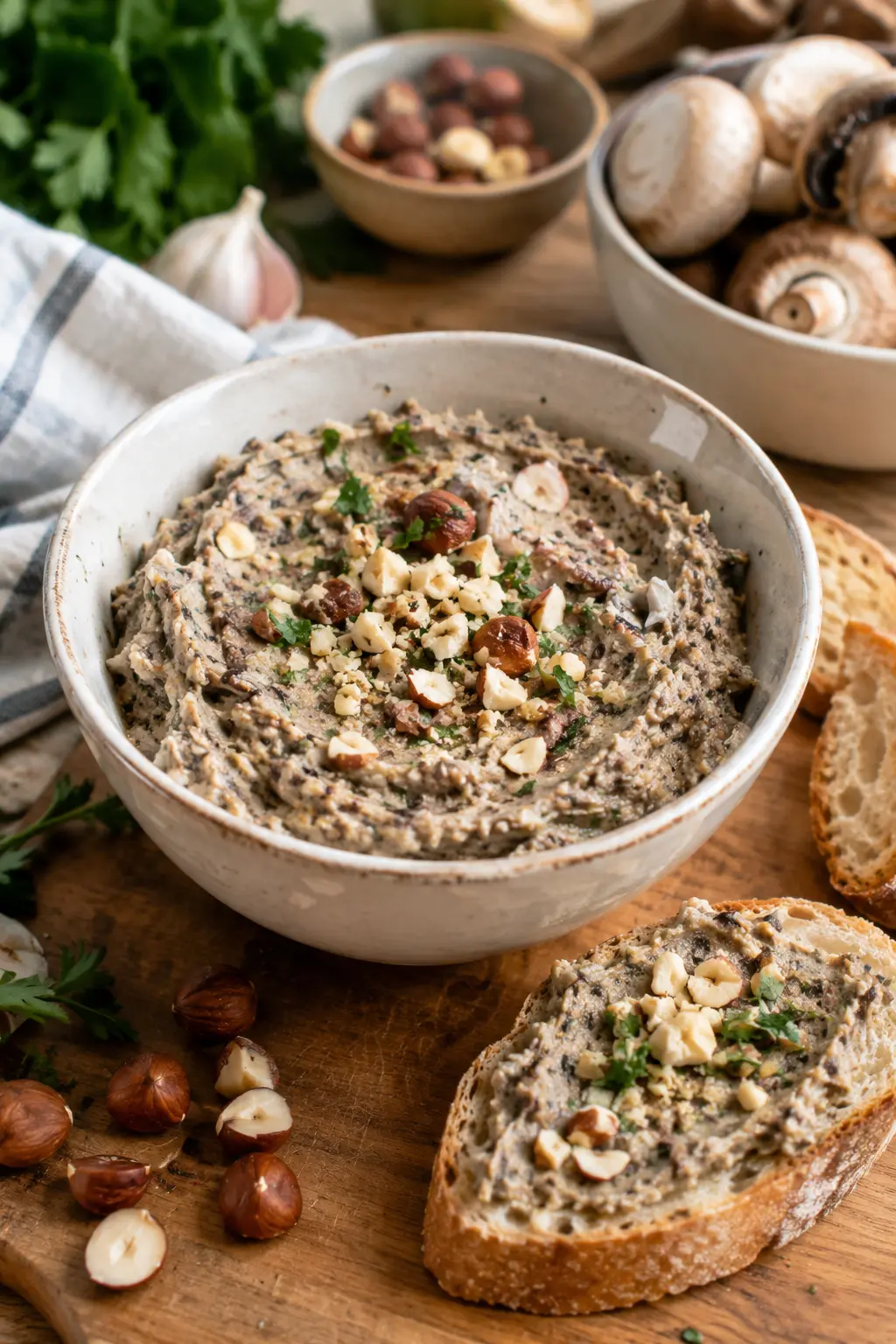 Tartinade de champignons et noisettes - Facile fait maison