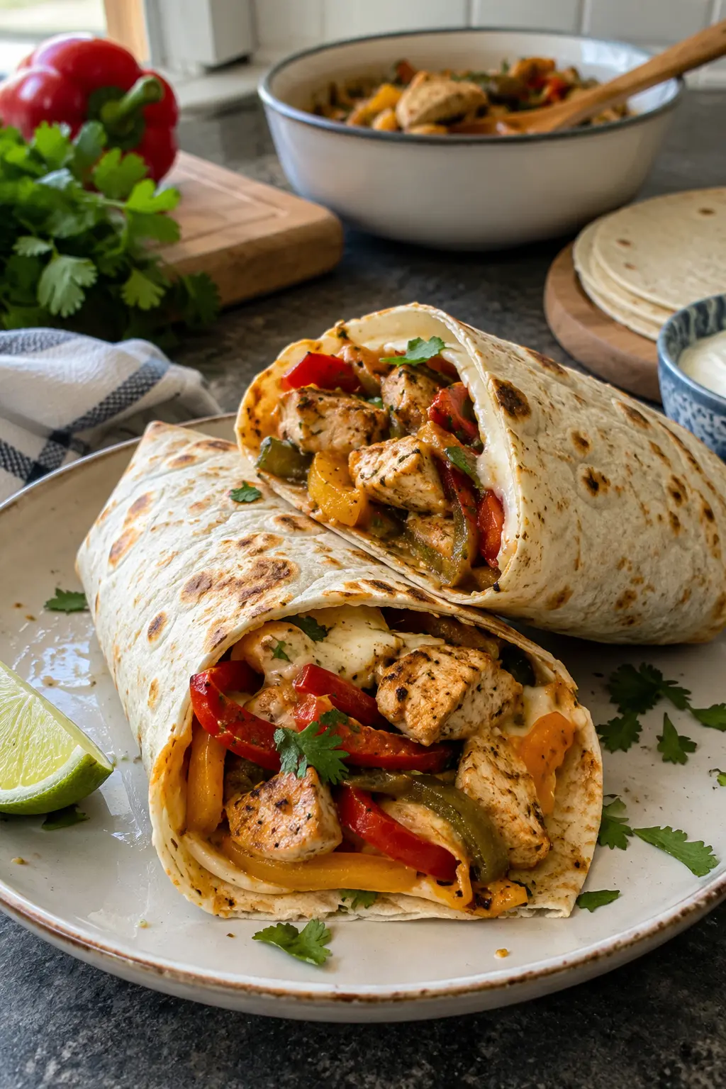 Tortillas mexicaines maison, poulet et légumes - Facile fait maison