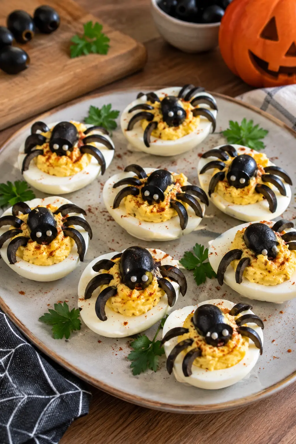 Œufs mimosa araignées d'Halloween - Facile fait maison